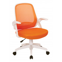 OSP Home Furnishings JKN26-W18M Jackson Office Chair with Orange Mesh and White Frame including Flip Arms